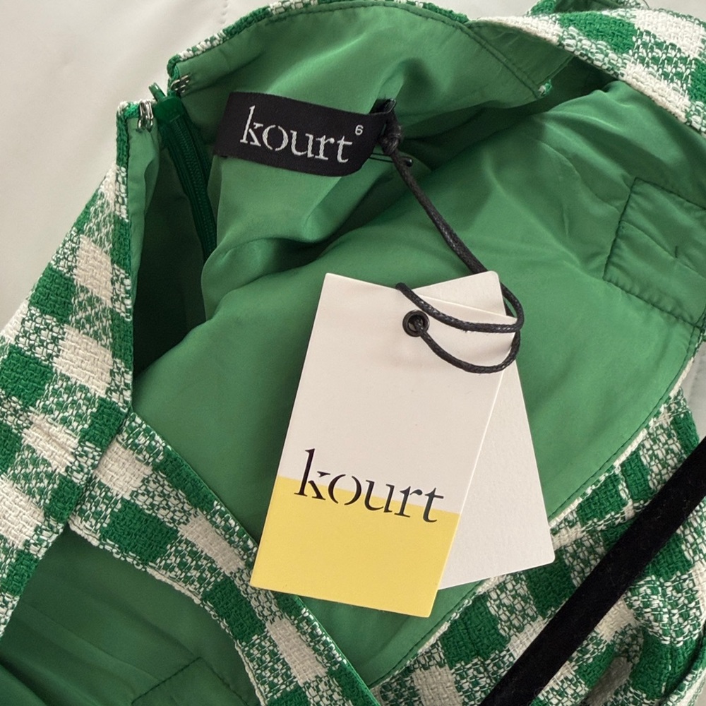 Kourt Green and White Gingham Mini Dress with Belt - Picture 5 of 11
